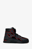 Christian Louboutin Black/Red Suede and Leather High Top Sneakers Size 42 Mens