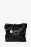 Pre-Loved Chanel Black Lambskin 22 Small Hobo Bag With Pouch