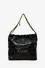 Pre-Loved Chanel Black Lambskin 22 Small Hobo Bag With Pouch