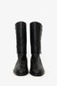 Pre-Loved Chanel™ Black Leather CC Biker Boots Size 39
