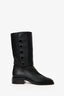 Pre-Loved Chanel™ Black Leather CC Biker Boots Size 39