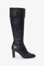 Pre-Loved Chanel™ Black Leather Knee-High Boots Size 38.5