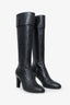 Pre-Loved Chanel™ Black Leather Knee-High Boots Size 38.5
