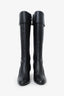 Pre-Loved Chanel™ Black Leather Knee-High Boots Size 38.5