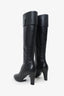 Pre-Loved Chanel™ Black Leather Knee-High Boots Size 38.5