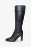 Pre-Loved Chanel™ Black Leather Knee-High Boots Size 38.5