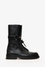 Pre-Loved Chanel™ Black Leather Combat Boots Size 39