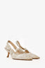 Christian Dior Cream/Gold Canvas J'Adior Slingback Heels Size 39
