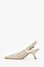 Christian Dior Cream/Gold Canvas J'Adior Slingback Heels Size 39