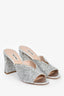 Miu Miu Silver Leather Glitter/ Crystal Embellished Mules Size 35.5