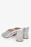 Miu Miu Silver Leather Glitter/ Crystal Embellished Mules Size 35.5
