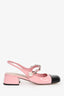 Miu Miu Pink/Black Patent Leather Chain/Faux Pearl Mary Jane Slingback Flats Size 35