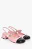Miu Miu Pink/Black Patent Leather Chain/Faux Pearl Mary Jane Slingback Flats Size 35
