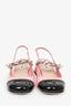 Miu Miu Pink/Black Patent Leather Chain/Faux Pearl Mary Jane Slingback Flats Size 35