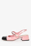Miu Miu Pink/Black Patent Leather Chain/Faux Pearl Mary Jane Slingback Flats Size 35