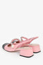 Miu Miu Pink/Black Patent Leather Chain/Faux Pearl Mary Jane Slingback Flats Size 35