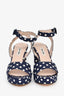 Miu Miu Navy/White Polka Dot Platform Sandals Size 36