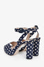Miu Miu Navy/White Polka Dot Platform Sandals Size 36