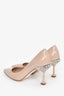Miu Miu Blush Patent Leather Crystal Embellished Pointed Toe Heels Size 35