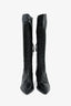 Miu Miu Black Leather Knee High Zip Up Boots Size 36