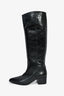 Miu Miu Black Leather Knee High Zip Up Boots Size 36