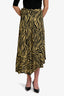 Faithfull The Brand Yellow/Black Tiger Print 'Jasper' Wrap Midi Skirt Size XS