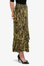 Faithfull The Brand Yellow/Black Tiger Print 'Jasper' Wrap Midi Skirt Size XS