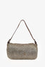 Fendi Silver Beaded Baguette Shoulder Bag