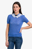 Miu Miu 2019 Blue/White Cashmere/Silk Lace Collar Top Size 44