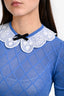 Miu Miu 2019 Blue/White Cashmere/Silk Lace Collar Top Size 44