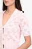 Thom Browne Pink/White Striped Detailed Cardigan Size 44