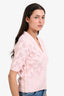 Thom Browne Pink/White Striped Detailed Cardigan Size 44