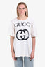 Gucci White/Black Logo Printed Short Sleeve T-shirt Size S
