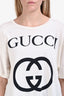 Gucci White/Black Logo Printed Short Sleeve T-shirt Size S