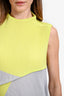 Issey Miyake Grey/Yellow Pleatead Colourblock Sleeveless Dress Size 2