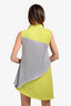 Issey Miyake Grey/Yellow Pleatead Colourblock Sleeveless Dress Size 2