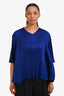 Pleats Please Issey Miyake Blue Pleated Short Sleeve Asymmetrical Top Size 5