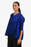 Pleats Please Issey Miyake Blue Pleated Short Sleeve Asymmetrical Top Size 5