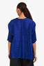 Pleats Please Issey Miyake Blue Pleated Short Sleeve Asymmetrical Top Size 5
