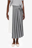 Sacai 2023 Grey/White Wool Blend Pleated Midi Skirt Size 3