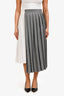 Sacai 2023 Grey/White Wool Blend Pleated Midi Skirt Size 3