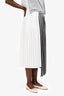Sacai 2023 Grey/White Wool Blend Pleated Midi Skirt Size 3