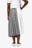 Sacai 2023 Grey/White Wool Blend Pleated Midi Skirt Size 3