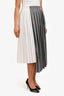 Sacai 2023 Grey/White Wool Blend Pleated Midi Skirt Size 3