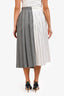 Sacai 2023 Grey/White Wool Blend Pleated Midi Skirt Size 3