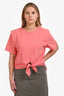 Isabel Marant Salmon Pink Stitch Detail T-Shirt Size L