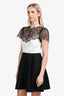 Sandro Black/White Lace Mini Dress Estimated Size M