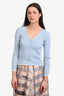 Sandro Blue Ribbed Knit Trim Detail Cardigan Size 3