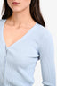 Sandro Blue Ribbed Knit Trim Detail Cardigan Size 3
