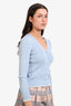 Sandro Blue Ribbed Knit Trim Detail Cardigan Size 3